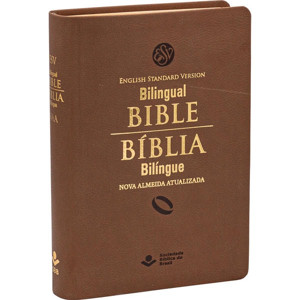 Bíblia Bilíngue NAA/ESV Couro Sintético Marrom (SBB)